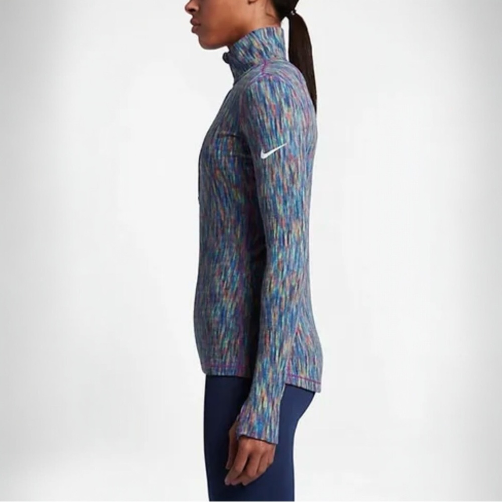 Nike Blue and Purple Multi Color Patterned Long Sleeve Active Wear 1/4 Zip Top..